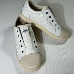Ugg Youth Girls 3 White Tennis Sneakers No Laces Quilted